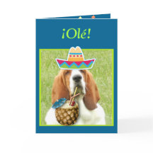 "¡Feliz Cinco de Mayo!" Card w/Basset & Drinks