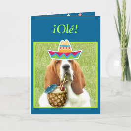 Cartão "¡Feliz Cinco de Mayo!" Card w/Basset & Drinks