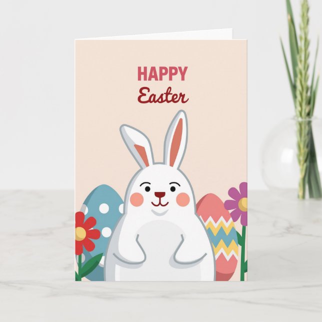 Cartão Feliz Coelhinho da Primavera (Frente)