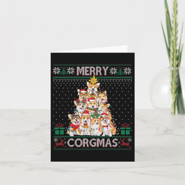 Cartão Feliz Corgmas Feia Doce Engraçado Corgi Natal T (Frente)