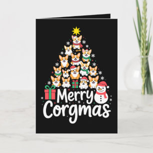 Cartão Feliz Corgmas Natal Corgi Cachorro Árvore Boneco d