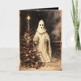 Cartão Feliz Creepmas Fantasma Assustador Gótico Vintage