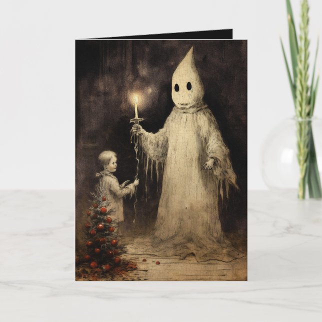 Cartão Feliz Creepmas Spooky Ghost Gothic Vintage (Frente)