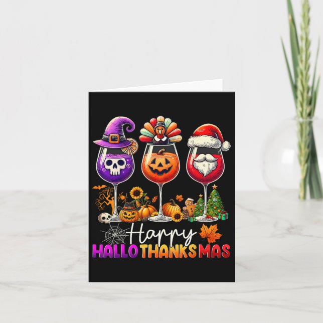 Cartão Feliz Cristo de Ação de Graças de Halloween de Hal (Frente)