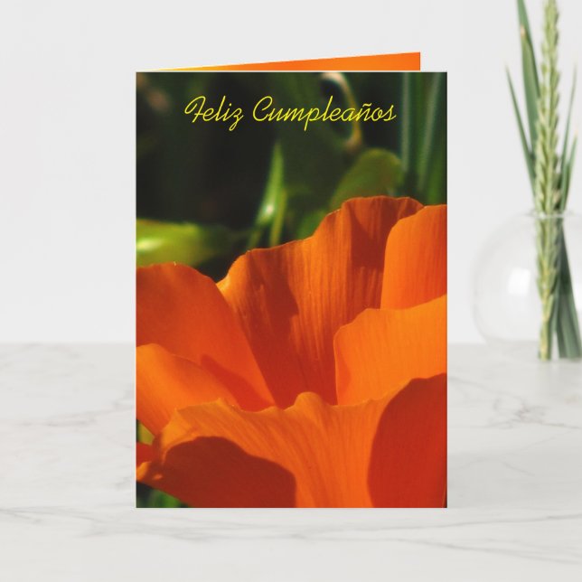 Cartão Feliz Cumpleaños - Amapola de Califórnia (Frente)