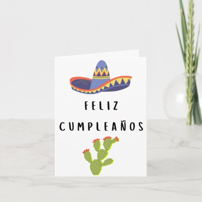 Cartão Feliz cumpleaños Aniversário espanhol (Frente)