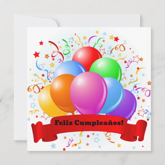 Cartão Feliz Cumpleaños! Aniversário espanhol (Frente)