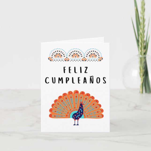Cartão Feliz cumpleaños Aniversário espanhol (Frente)