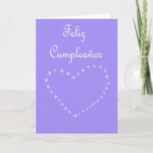 Cartão Feliz Cumpleaños Aniversário Espanhol com coraç