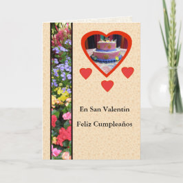 Cartão Feliz Cumpleaños en Dia San Valentin Femenino