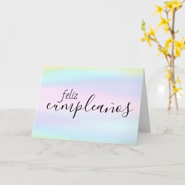 Cartão Feliz Cumpleaños Espanhol Aniversário Pincel (Flor Amarela)