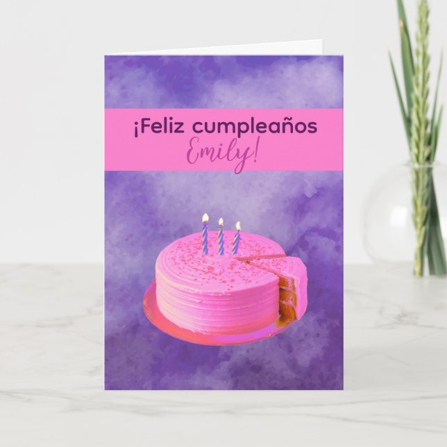 Cartão Feliz Cumpleaños - Feliz Aniversário em Espanhol (Frente)