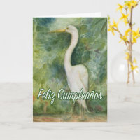 Feliz Cumpleaños Garza blanca Egret Spanish B-Day
