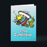 Cartão FELIZ CUMPLEAÑOS mexican fish funny Birthday Card<br><div class="desc">"FELIZ CUMPLEAÑOS" is a funny greeting card for Birthday wishes in Spanish. A funny drawing of Mexican fish that is dancing, singing, playing maracas and wearing a sombrero hat and a colourful poncho ;) This fun card will make you smile and it is a perfect greeting card for a perfect...</div>