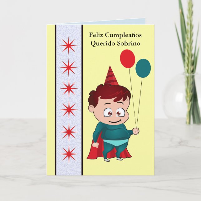 Cartão Feliz Cumpleaños Querido Sobrino (Frente)