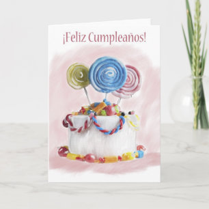Cartão ¡Feliz Cumpleaños Spanish Birthday cake card