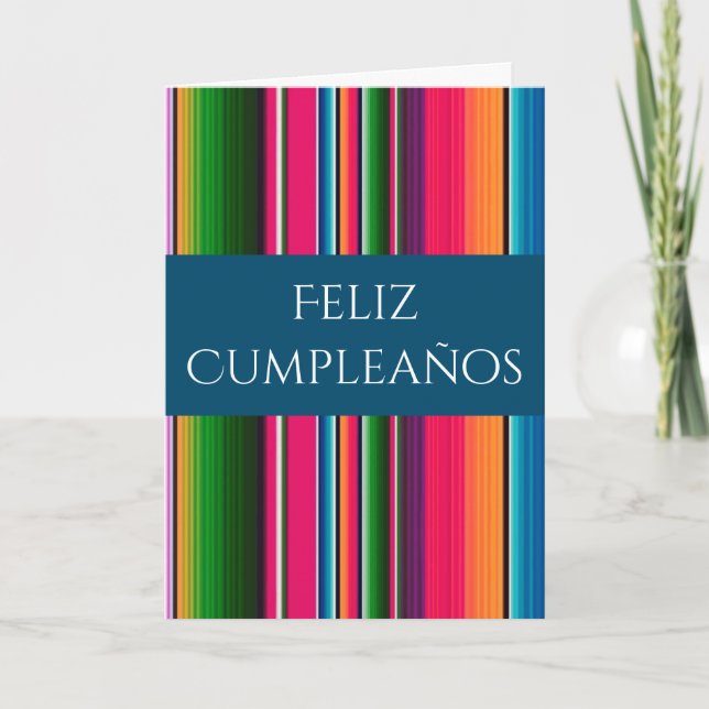 Cartão Feliz Cumpleaños Spanish Mexican Blanket Aniversár (Frente)