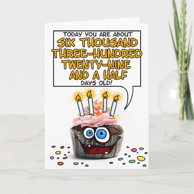 Cartão Feliz Cupcake de aniversário - 17 anos (Frente)