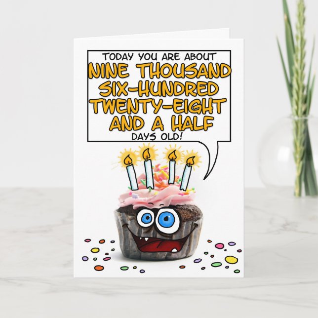 Cartão Feliz Cupcake de aniversário - 26 anos (Frente)