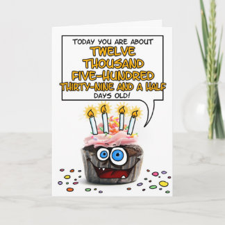 Cartão Feliz Cupcake de aniversário - 34 anos
