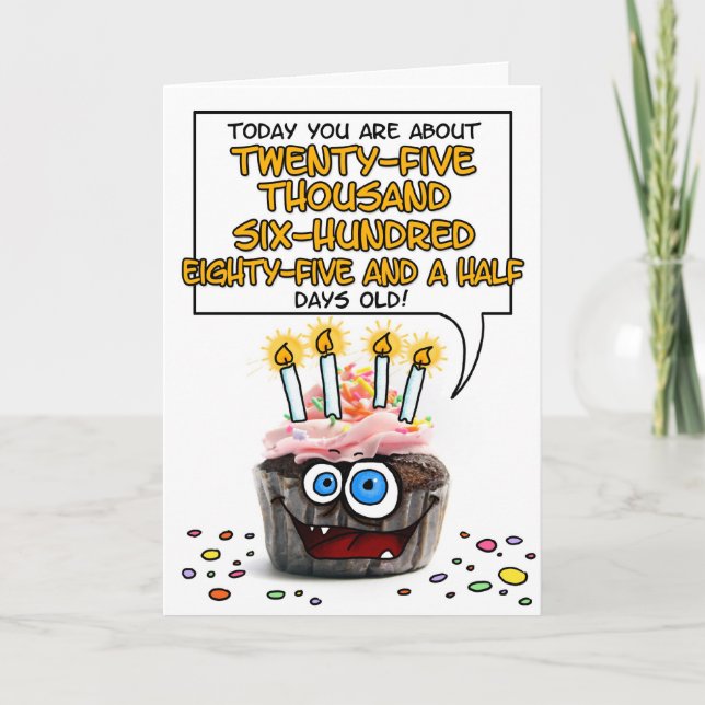 Cartão Feliz Cupcake de aniversário - 70 anos (Frente)