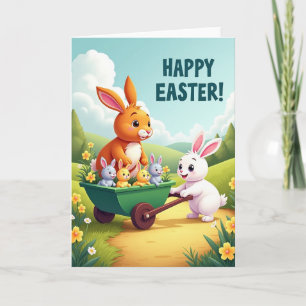 Cartão Feliz da Família na Primavera