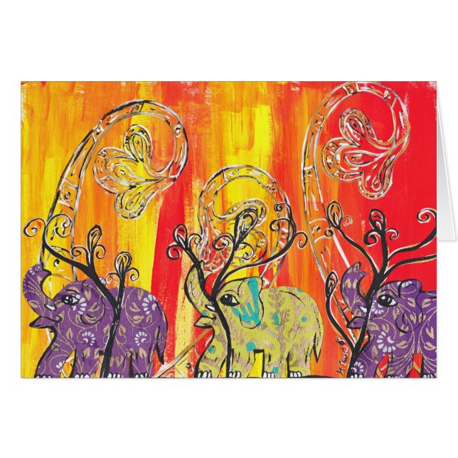 Cartão feliz da parada do elefante (Frente Horizontal)