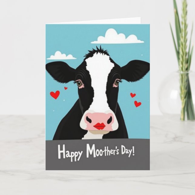 Cartão Feliz da Vaca Mãe (Frente)