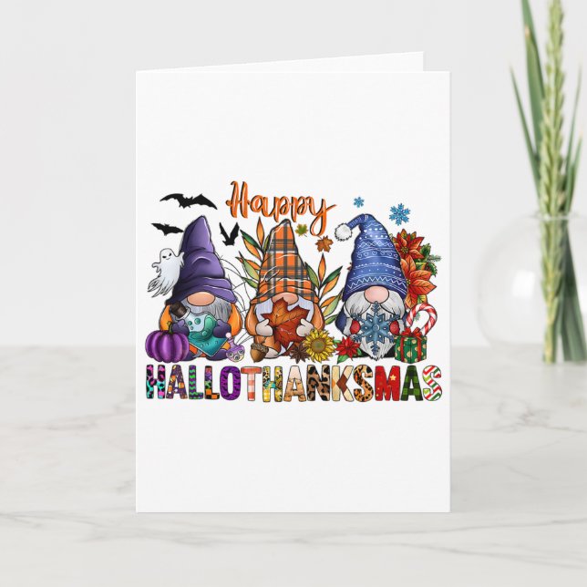 Cartão Feliz de Ação de Graças dos Gnomos do Hallothanksm (Frente)