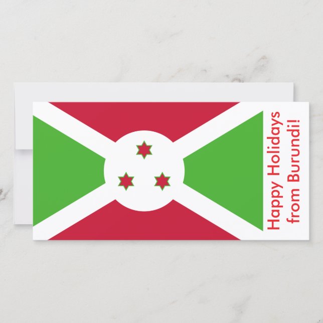Cartão Feliz de Férias com bandeira do Burundi (Frente)