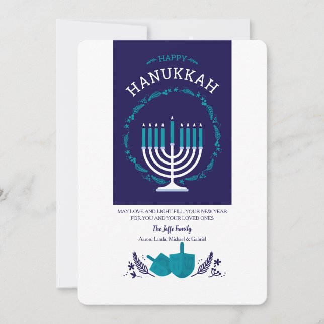 Cartão feliz de Hanukkah (Frente)