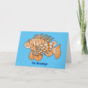 Cartão Feliz desenho animado de lionfish