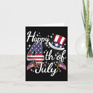 Cartão Feliz Dia 4 De Julho Patriótico Americano Bandeira
