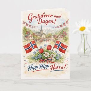 Cartão Feliz Dia da Constituição da Noruega - 17 de Maio 