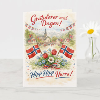 Cartão Feliz Dia da Constituição da Noruega - 17 de Maio 