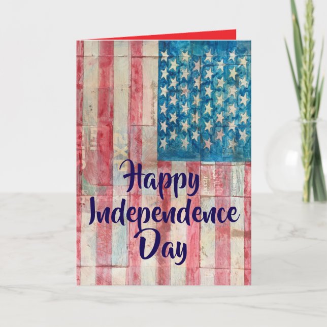 Cartão Feliz Dia Da Independência Feito Na Bandeira Da Am (Frente)