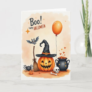 Cartão Feliz Dia das Bruxas Boo