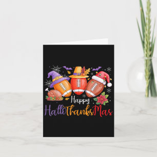 Cartão Feliz Dia das Bruxas de Futebol de Hallothanksgivi