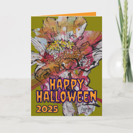Cartão Feliz Dia das Bruxas Diminuindo Flores