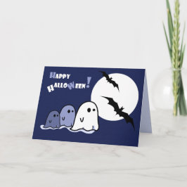 Cartão Feliz Dia das Bruxas. Fantasmas Engraçados