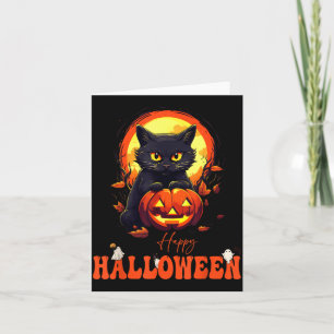 Cartão Feliz Dia das Bruxas Gato Preto Gato Assustador Fa