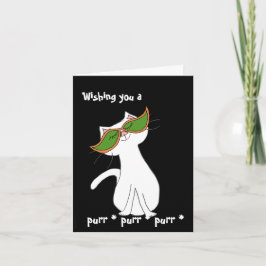 Cartão Feliz Dia das Bruxas Negras de Gato Branco