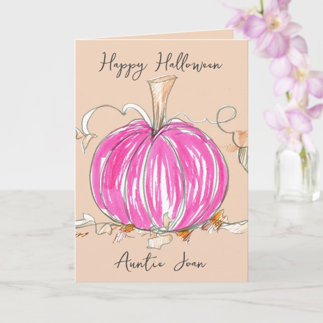 Cartão Feliz Dia das Bruxas Tia Rosa Pumpkin Pinkointerpo (Orquídea)
