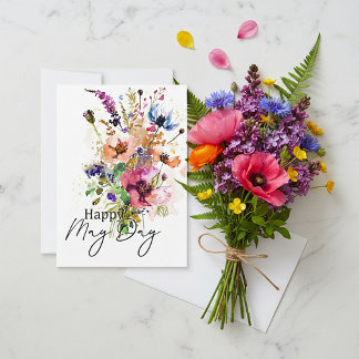 Cartão Feliz Dia das Flores personalizadas