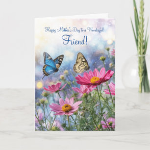 Cartão Feliz Dia das Mães amigo com Flores de Jardim