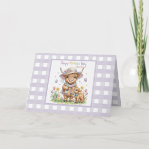 Cartão Feliz Dia das Mães Avó Vaca das Terras Altas Perso