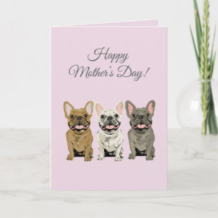 Cartão Feliz Dia das Mães! Bulldogs Franceses