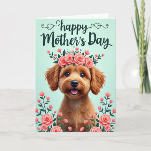 Cartão Feliz Dia das Mães Cachorro Floral