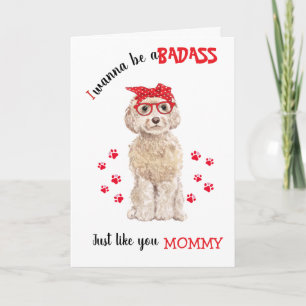 Cartão Feliz Dia das Mães Cachorro Labradoodle Loura Mali