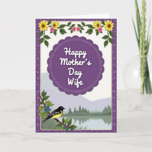 Cartão Feliz Dia das Mães Carta Lake Bird
